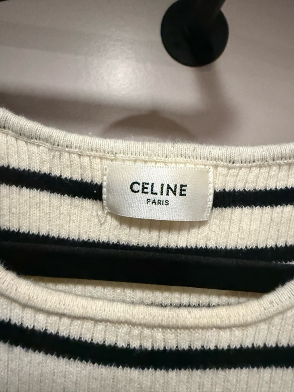 Celine Striped Ribbed Racerback Crop - Cream & Black - Picture 5 of 7